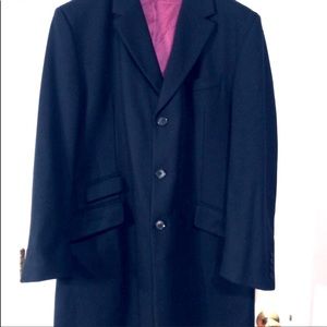CHARLES TYRWHITT WOOL NAVY BLUE TOPCOAT SZ 46